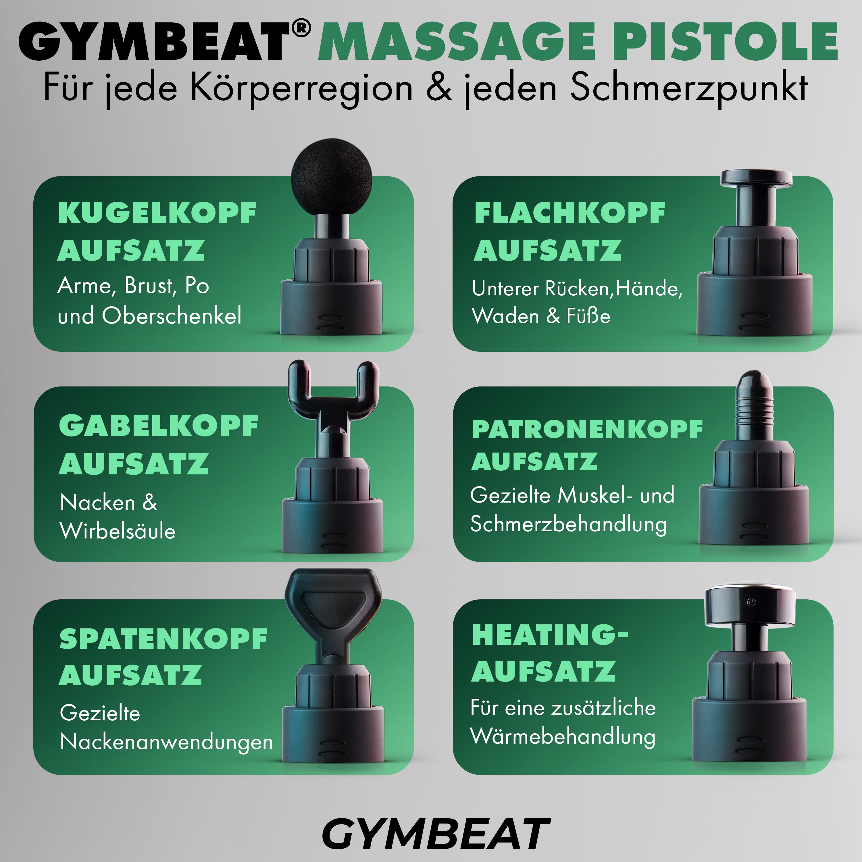 GYMBEAT® MassageGun (inkl. 6 Aufsätze)